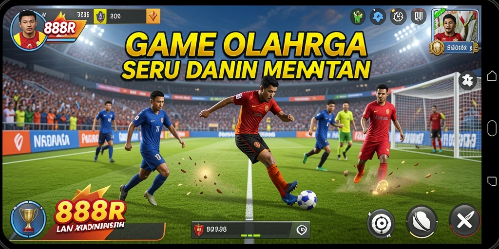 Tangkapan layar menunjukkan gameplay seru dalam pertandingan olahraga.