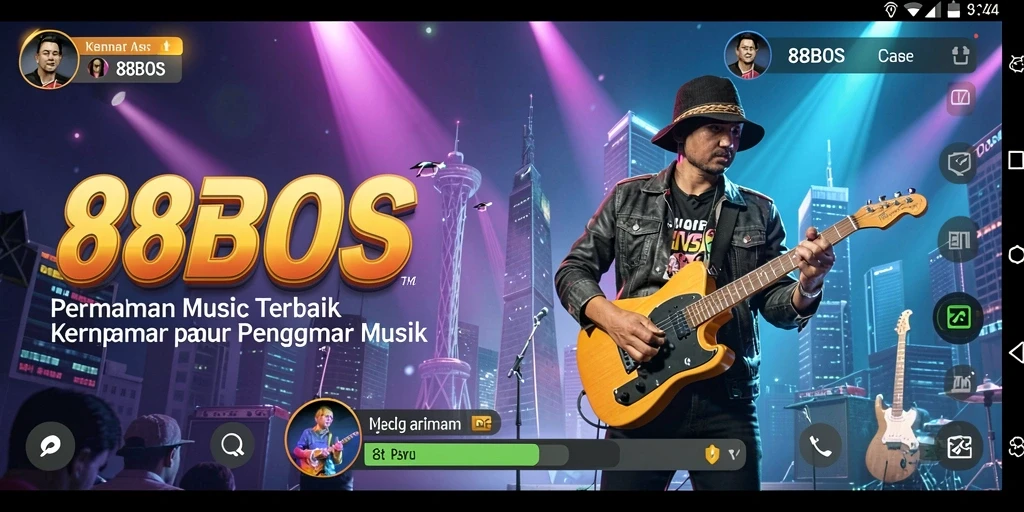 Screenshot utama 88BOS menampilkan gameplay musik yang seru.