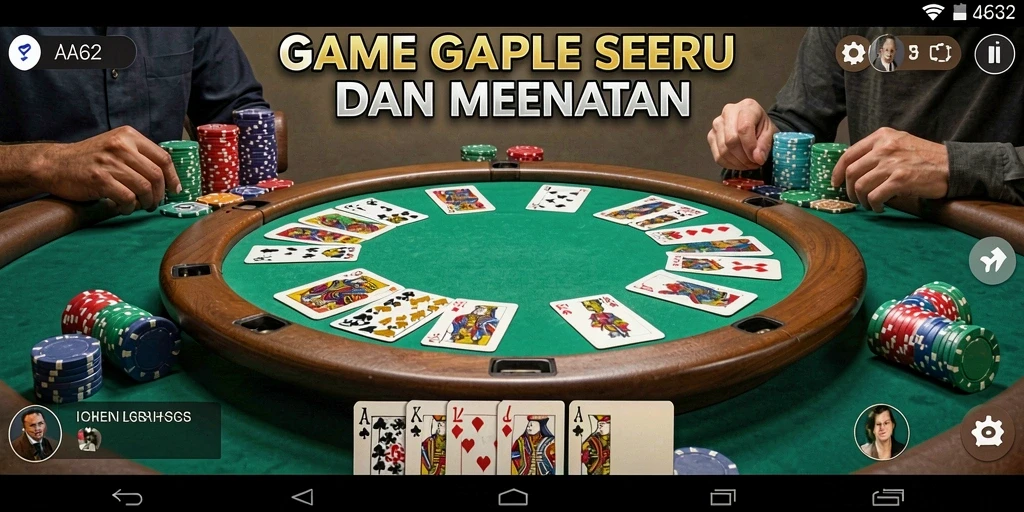 Screenshot gameplay AA62 menampilkan serunya permainan Gaple.