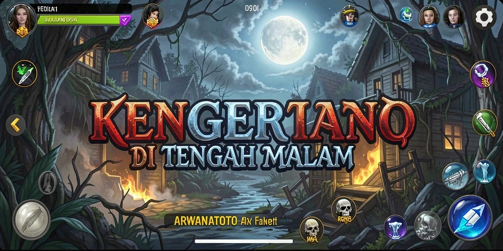 Tampilan gameplay <strong>ARWANATOTO</strong> yang mengerikan dengan suasana mencekam.