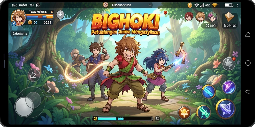Tangkapan layar BIGHOKI menunjukkan aksi seru dalam petualangan Anime.