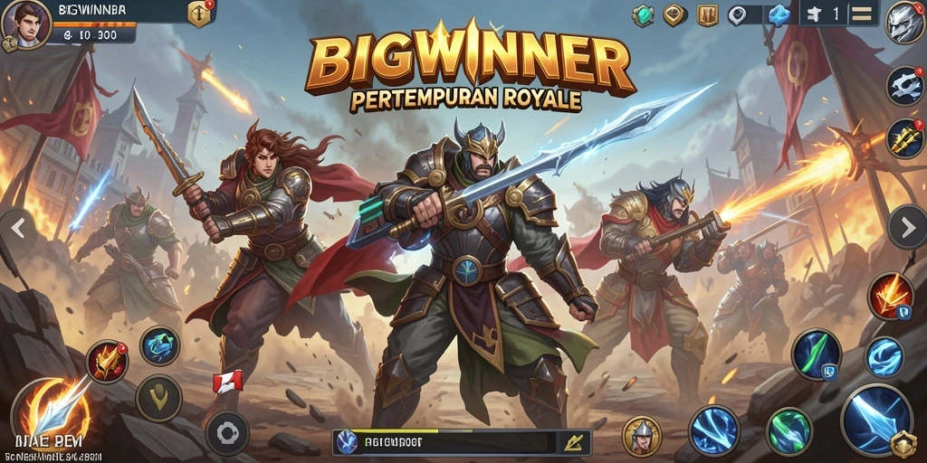 Gameplay seru di BIGWINNER menampilkan pertempuran intens Battle Royale.