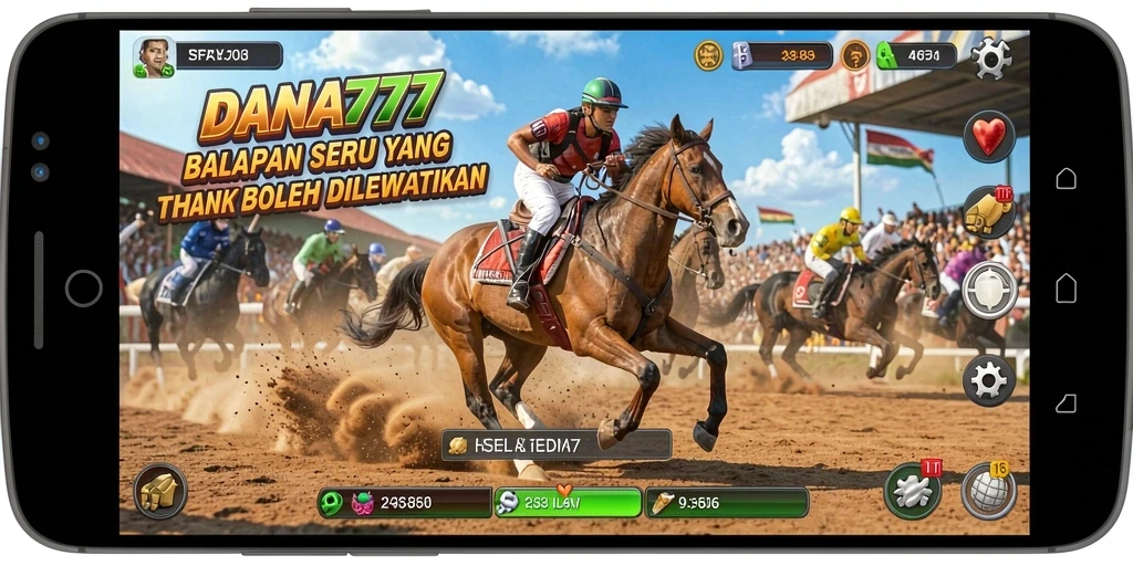 Tampilan gameplay DANA777 menampilkan balapan mendebarkan di trek yang bervariasi.