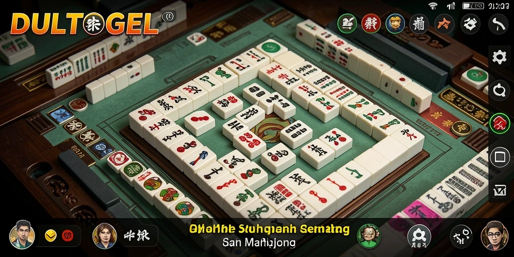Tampilan seru dalam gameplay Mahjong DULTOGEL.