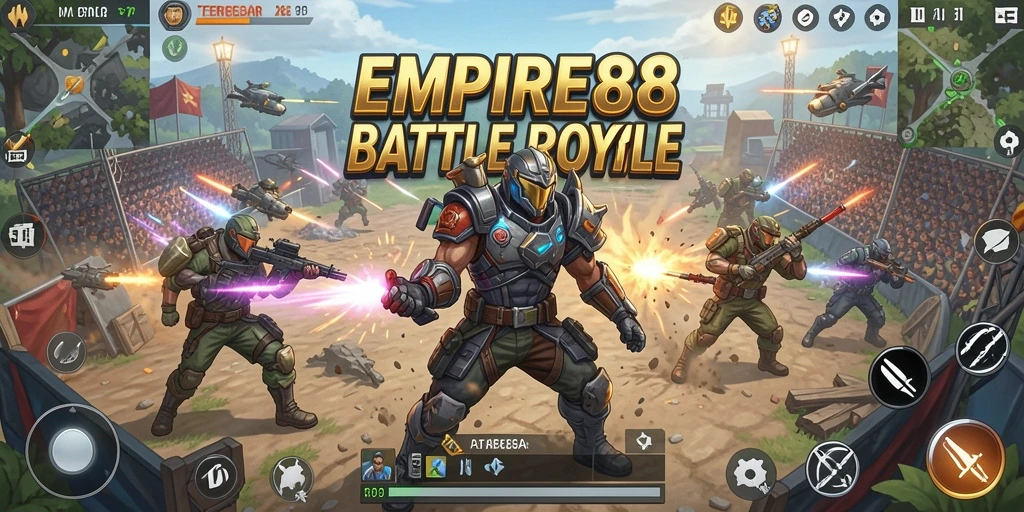 Tampilan gameplay menegangkan di EMPIRE88 dengan aksi Battle Royale.