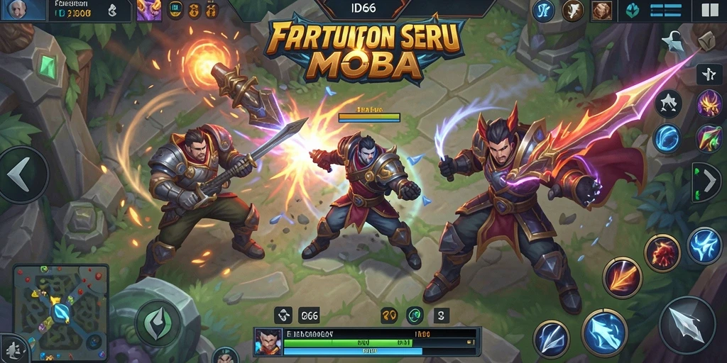 Screenshot ID66 menampilkan aksi seru dalam pertarungan MOBA.