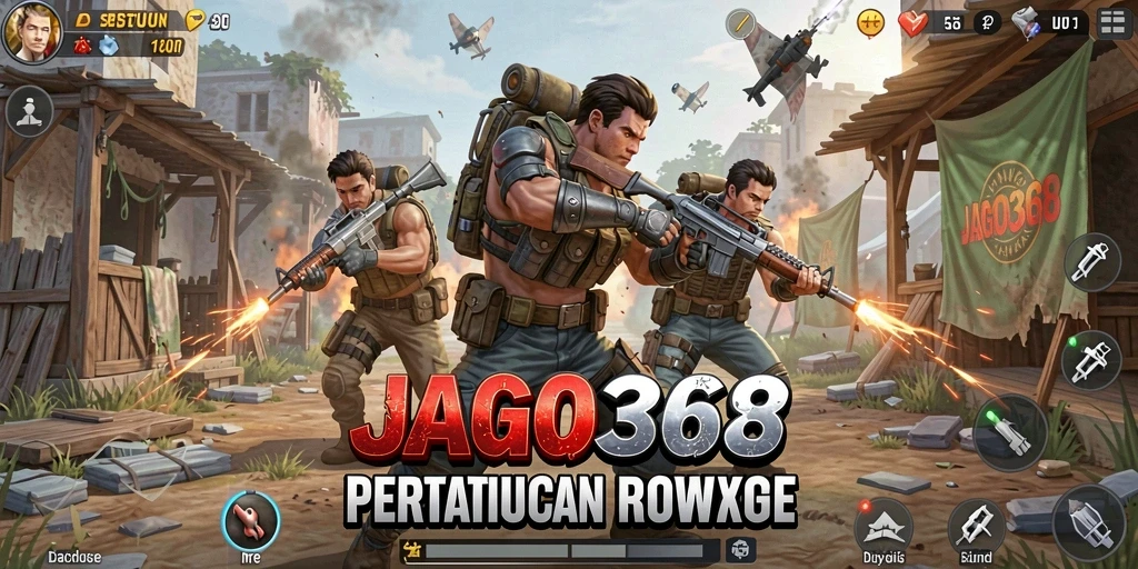 Screenshot gameplay JAGO368 menampilkan aksi Battle Royale yang mendebarkan.