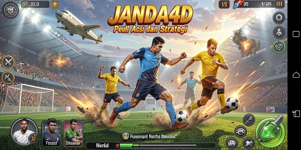 Screenshot JANDA4D menampilkan pemain beraksi di lapangan olahraga.