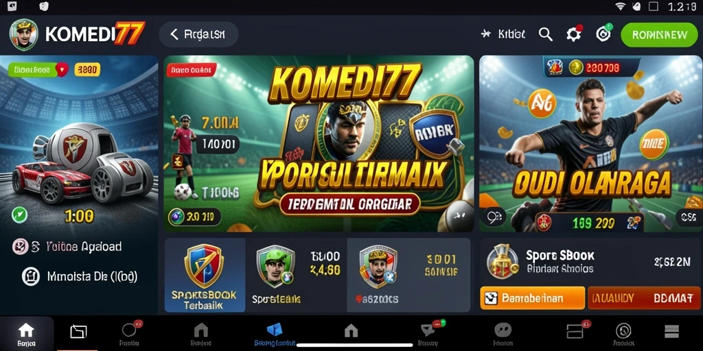 Screenshot tampilan gameplay Sportsbook di KOMEDI77 yang menarik.