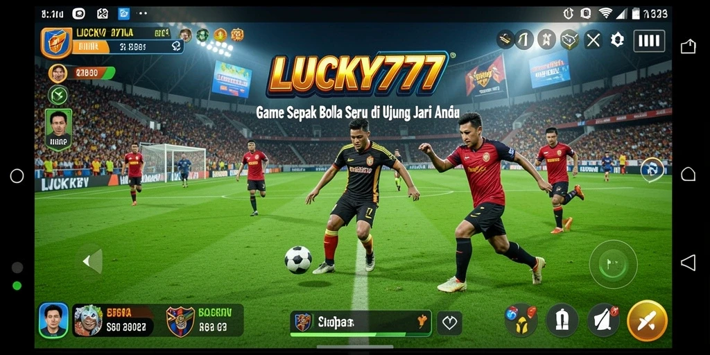 Tangkapan layar menampilkan gameplay seru <strong>LUCKY777</strong> di lapangan sepak bola.