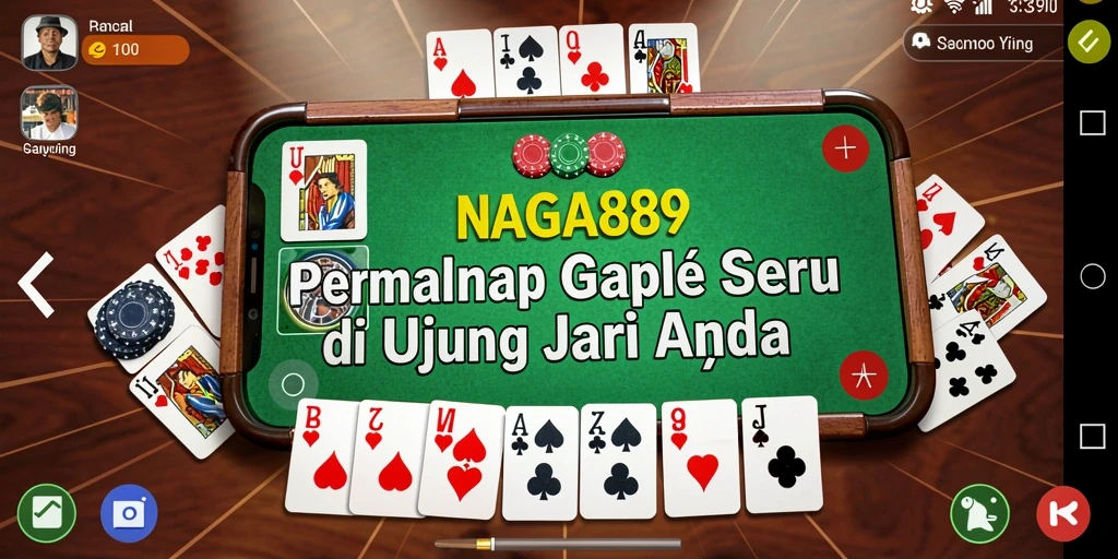Screenshot utama NAGA889 menunjukkan gameplay Gaple yang menarik.