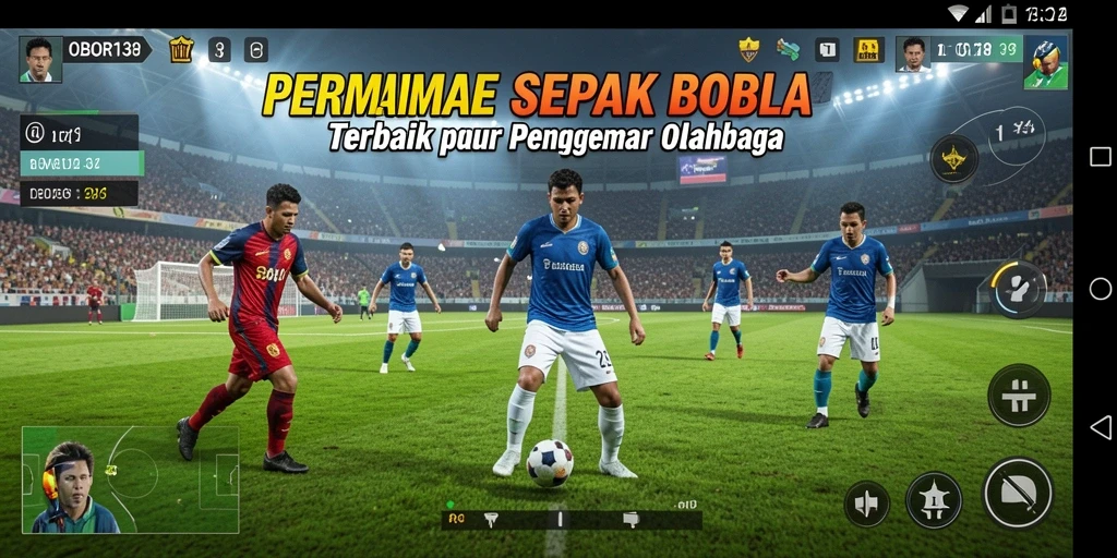 Tampilan gameplay <strong>OBOR138</strong> yang intens di lapangan sepak bola.