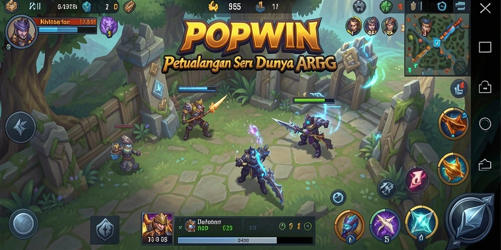 Screenshot gameplay seru POPWIN menampilkan pertarungan epik.