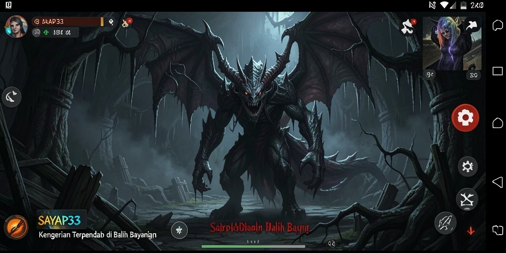 Gameplay menyeramkan dengan pencahayaan dramatis dan atmosfer mencekam.