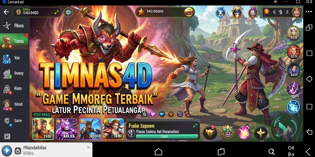 Screenshot utama TIMNAS4D menampilkan aksi seru dalam pertempuran MMORPG.
