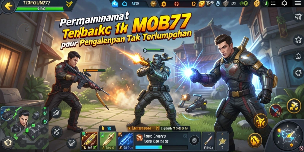 Screenshot menunjukkan gameplay seru dalam <strong>TOPGUN77</strong> dengan karakter bertarung di arena.