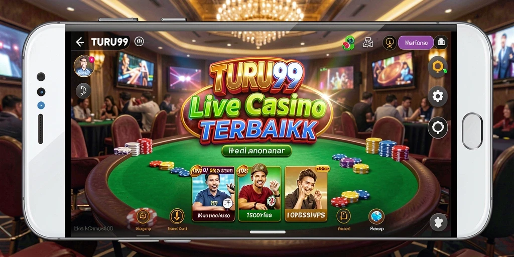 Screenshot gameplay Live Casino TURU99 yang menampilkan dealer langsung dan suasana kasino.