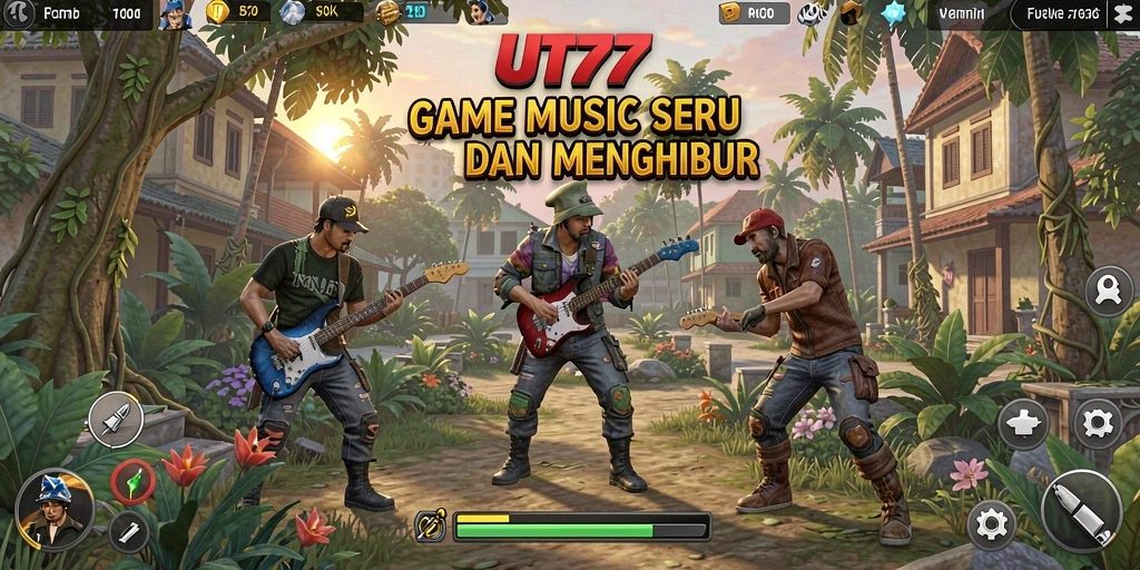 Tangkapan layar UT77 menampilkan gameplay musik yang seru dan interaktif.
