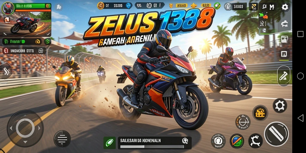 Tampilan menarik dari gameplay balapan motor yang seru.